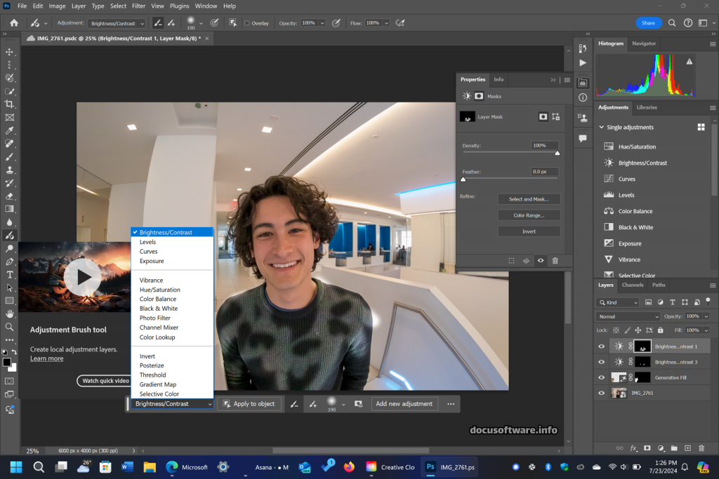 Adobe Photoshop 2025 brightness control