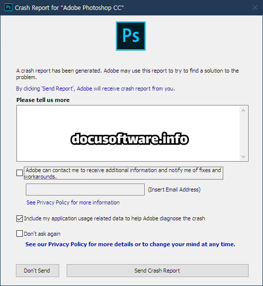 Adobe Photoshop Crash