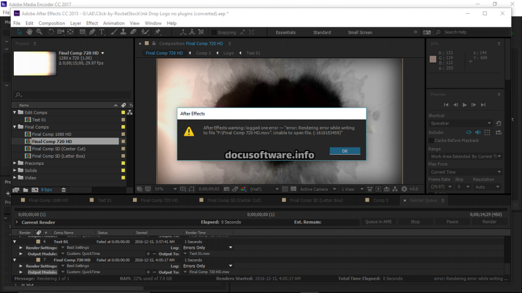 Adobe After Effects Rendering Failures and Export Errors
