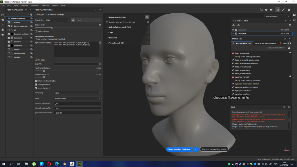 Adobe Substance 3D Collection Baking and Computation Failures