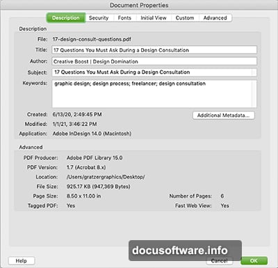 Check page dimensions by hovering cursor in lower left corner