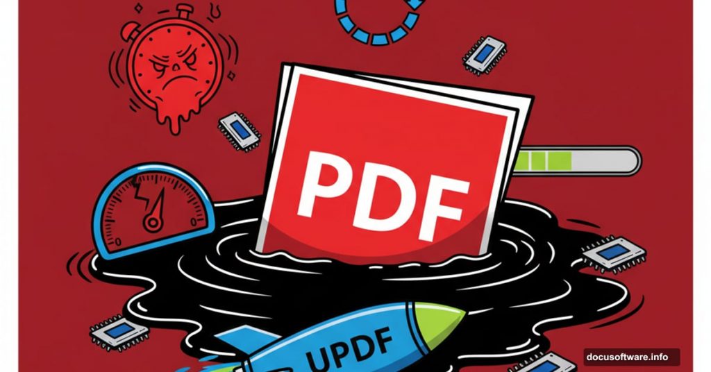 Adobe Acrobat PDF logo stuck in tar with slow performance indicators