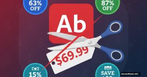 Scissors cutting Adobe Creative Cloud price tag with discount badges