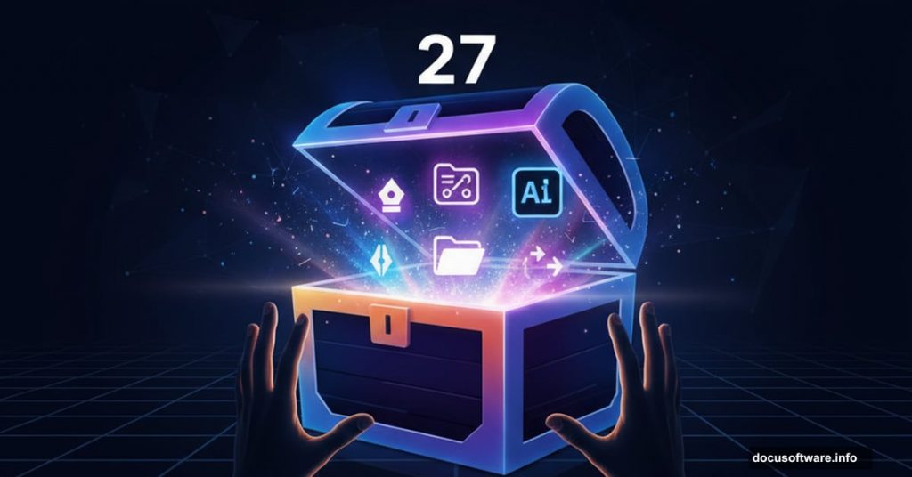 Adobe Creative Cloud logo as treasure chest revealing hidden design tools