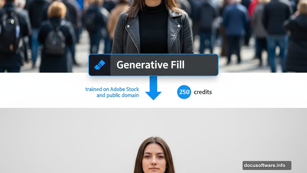Generative Fill removes objects from photos using licensed Adobe content