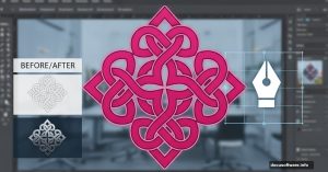 Celtic knot logo design in Adobe Illustrator with texture effects