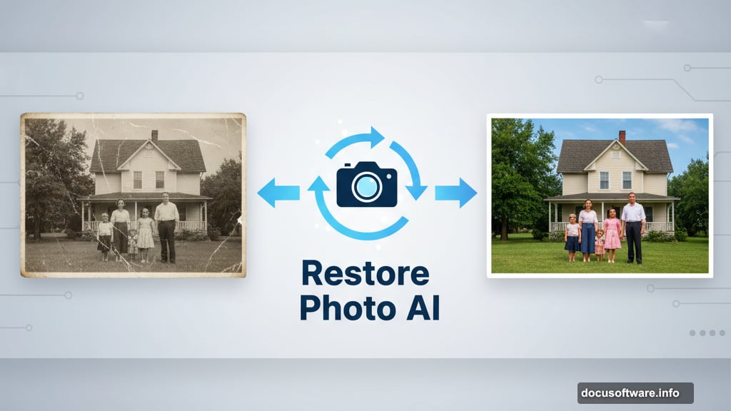 AI analyzes damage patterns and reconstructs missing photo details automatically
