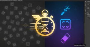 Adobe Photoshop AI tools comparison highlighting three time-saving features with stopwatch