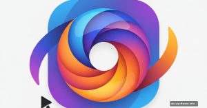 Colorful gradient spiral donut icon with Adobe Illustrator interface elements