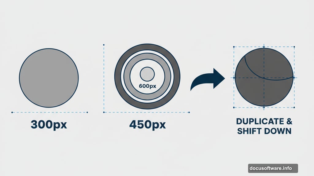 Duplicate circles and change width using Properties panel dimensions