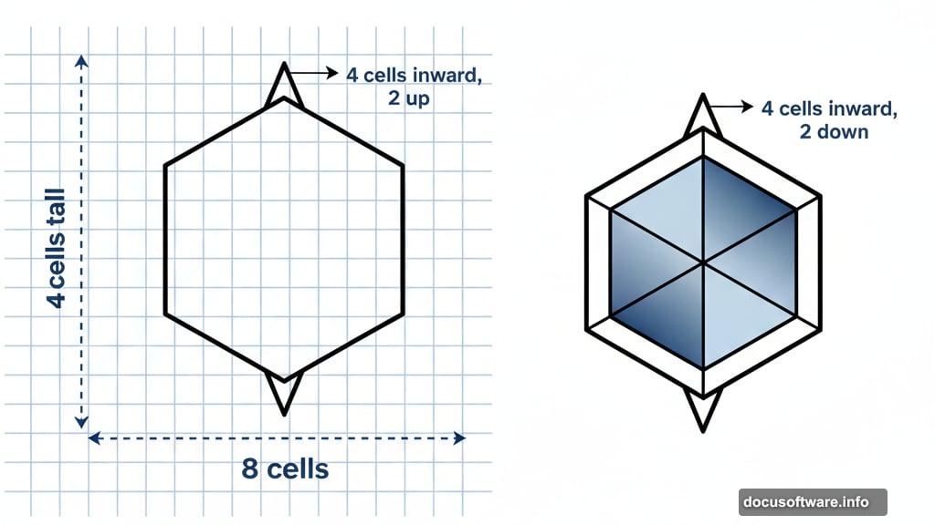 Hexagon transforms into three dimensional cube with visible depth