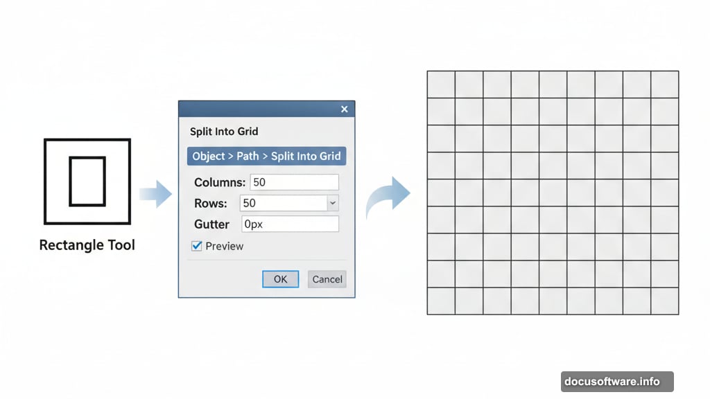 Split Into Grid creates fifty by fifty aligned cells