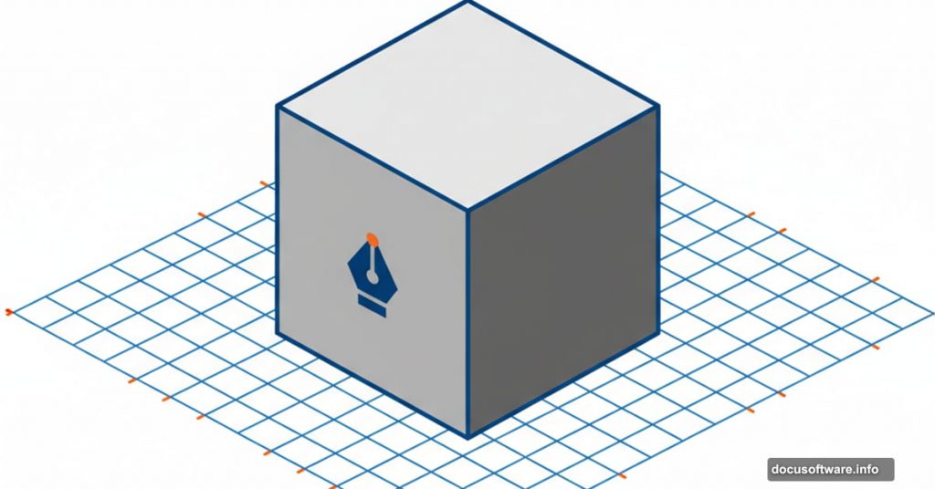 Isometric 3D cube with underlying grid system in Adobe Illustrator