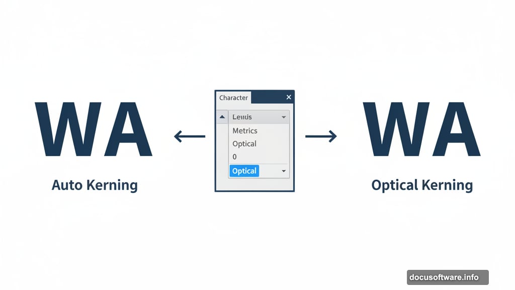 Optical kerning analyzes letter shapes for better spacing in Illustrator