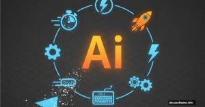 Adobe Illustrator logo surrounded by speed and productivity icons