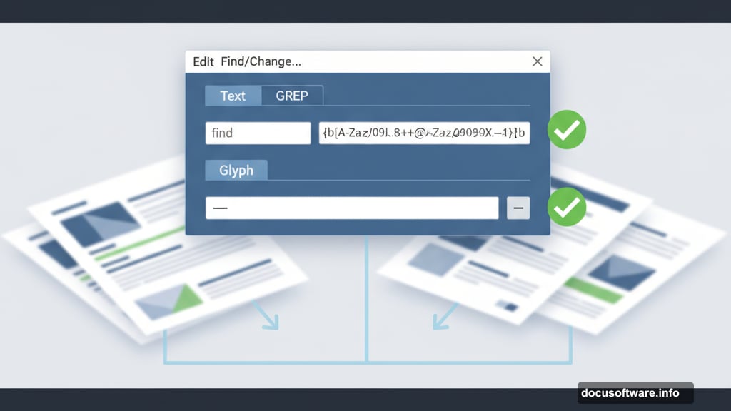 Find and replace GREP patterns and glyphs in InDesign