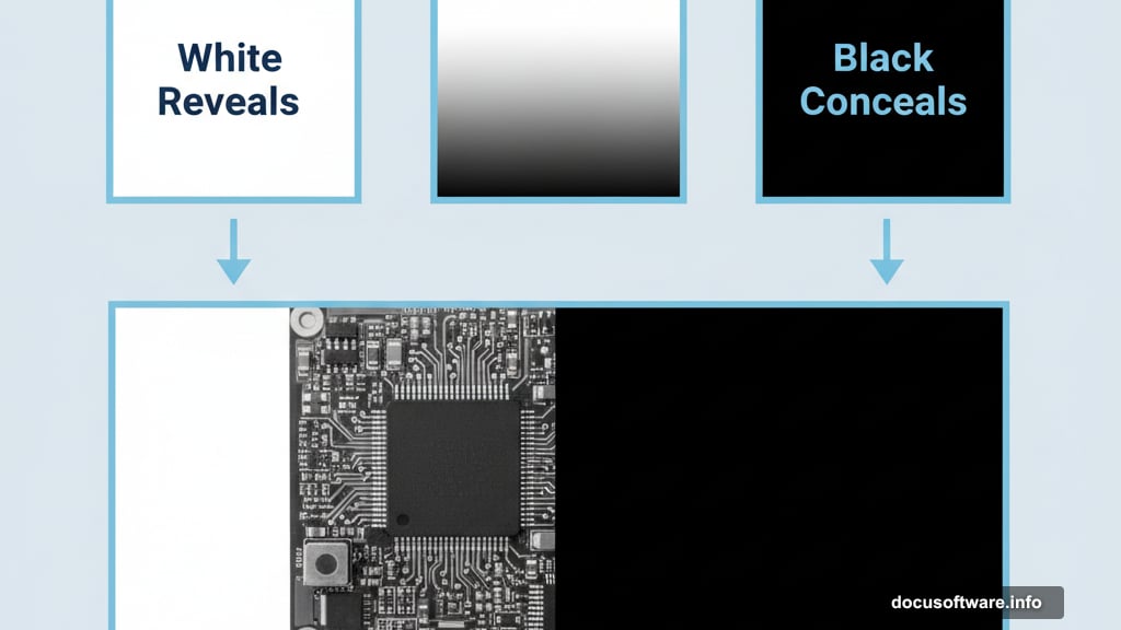 Masks work with simple concept: white reveals, black conceals