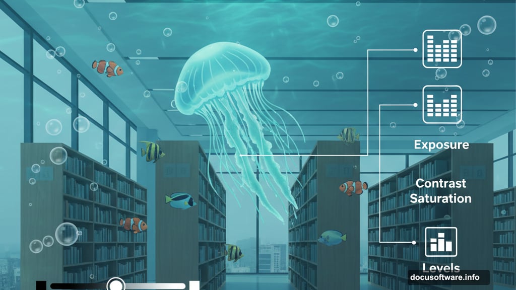 Adjustment layers and blending techniques combine multiple images seamlessly underwater