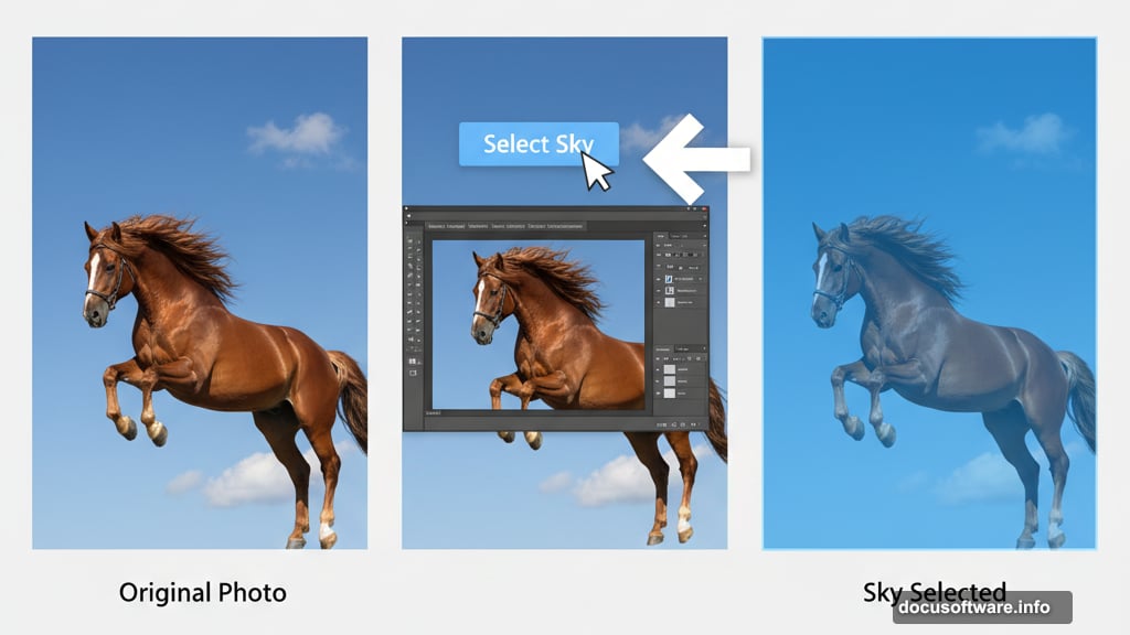 Select Sky grabs the background instantly for perfect selections