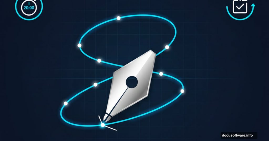 Photoshop Pen Tool cursor creating curved path with anchor points