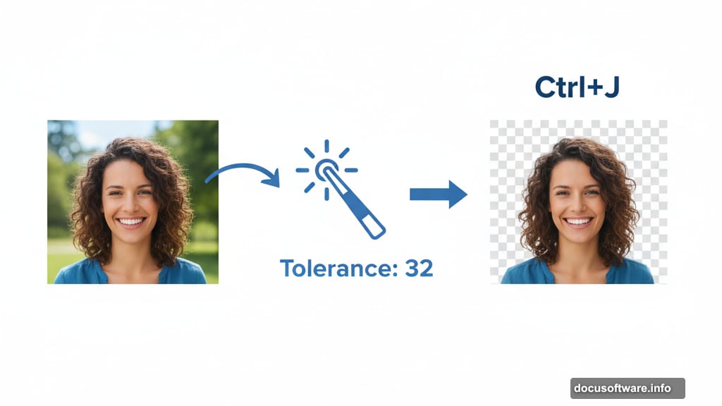 Clean extraction of portrait subject using Magic Wand tool