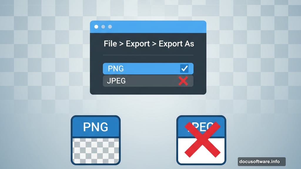 Export as PNG to preserve transparency, JPEG removes transparency