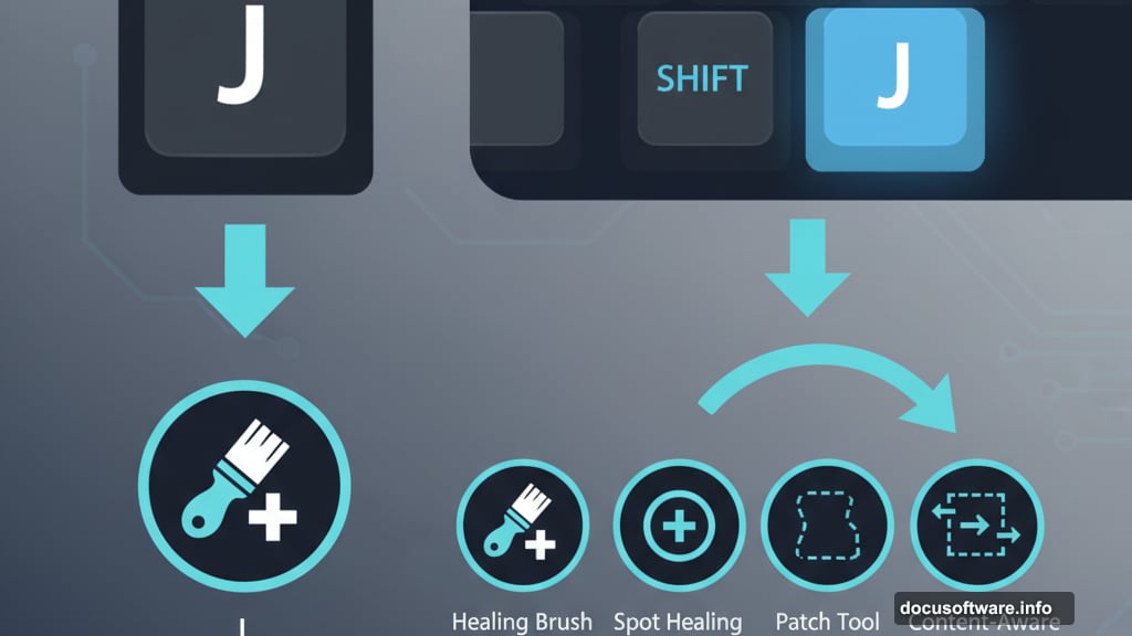 Press SHIFT plus shortcut to cycle through related Photoshop tools