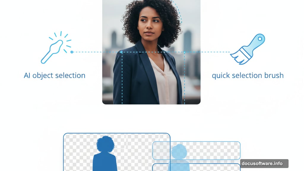 AI-based object selection works flawlessly in web version