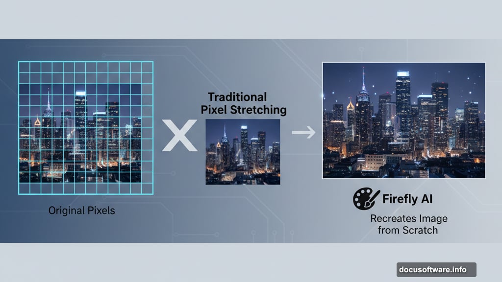Generative Upscale recreates images instead of stretching pixels using AI