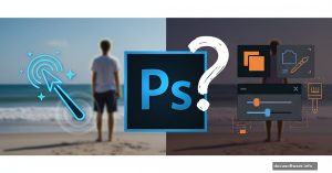 Photoshop AI Harmonize versus manual compositing tools comparison illustration