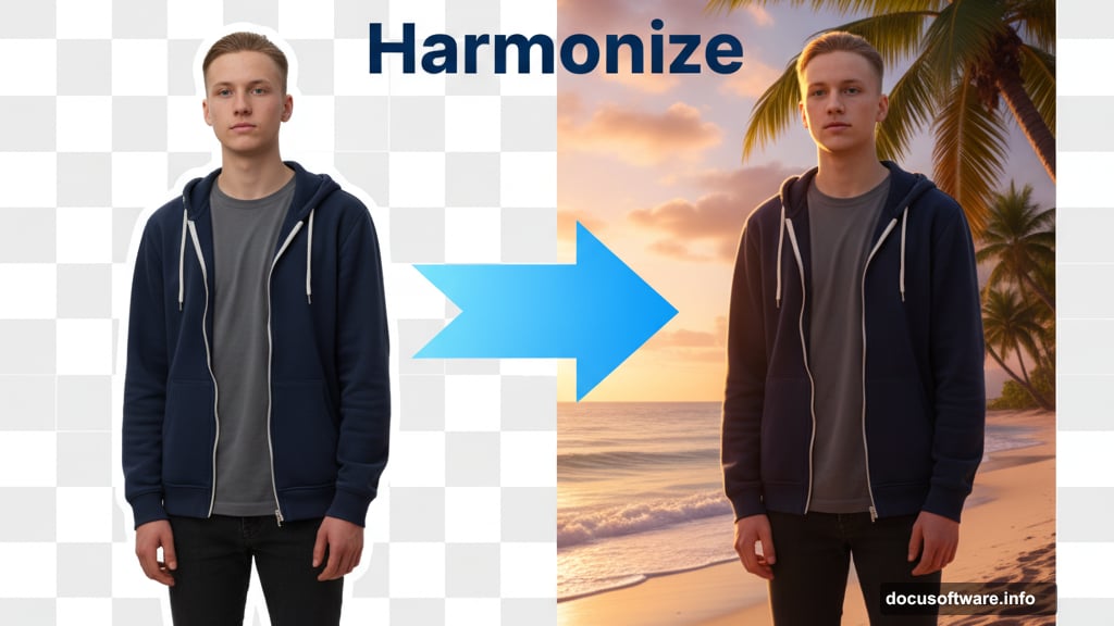 Harmonize automatically blends images with matching lighting colors and shadows
