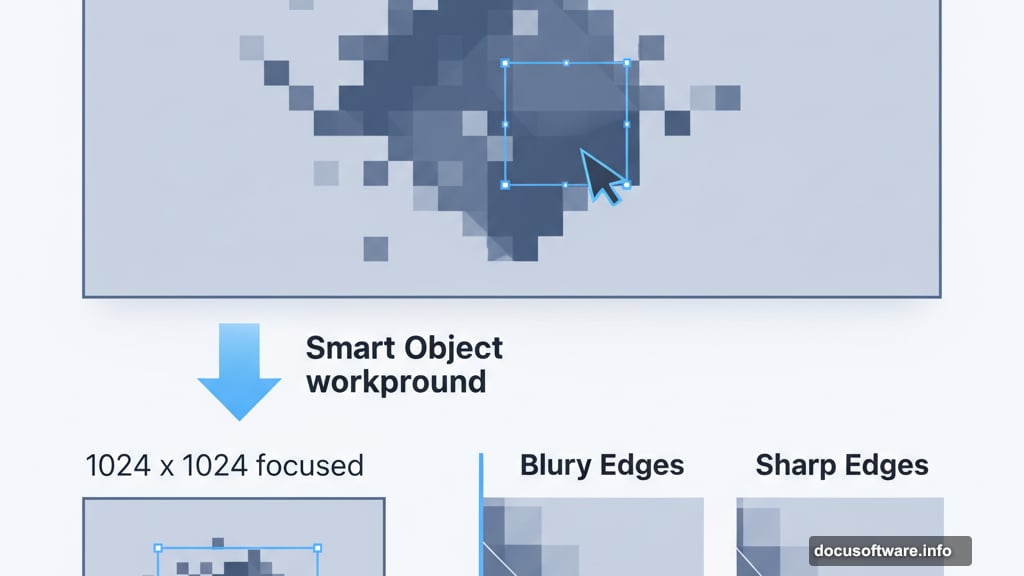 Smart object workaround concentrates resolution on subject area for sharp results