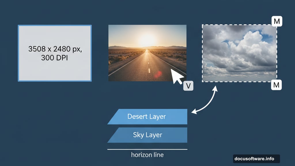 Building background scene with desert road and cloudy sky layers
