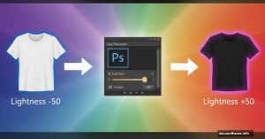 White and black shirts transforming into vibrant colors using Photoshop Lightness slider