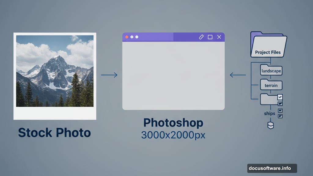 Create new document at 3000x2000 pixels for Viking scene composition