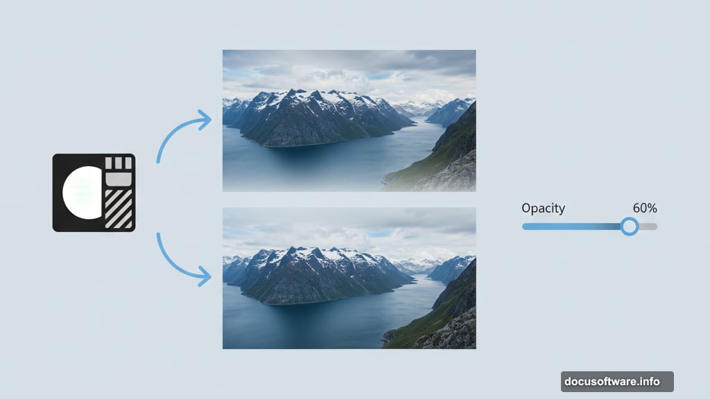 Layer masks blend elements with soft brush at low opacity