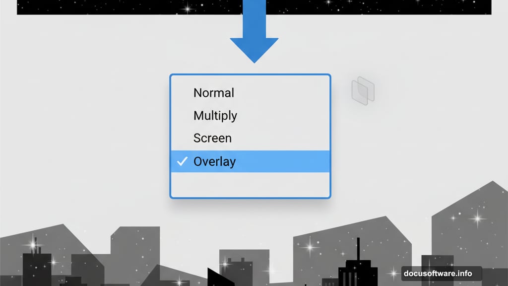 Screen blend mode makes black areas transparent while keeping stars visible