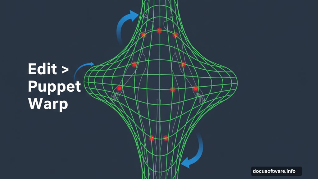 Puppet Warp tool places pins at joint points to adjust model