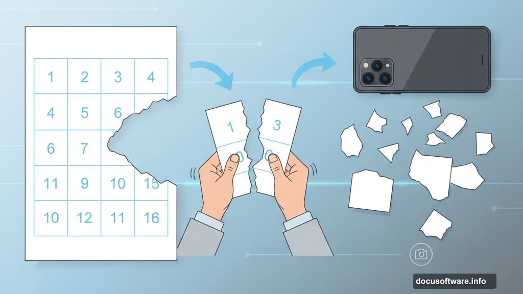 Physical torn paper template photographed as placement guide in Photoshop