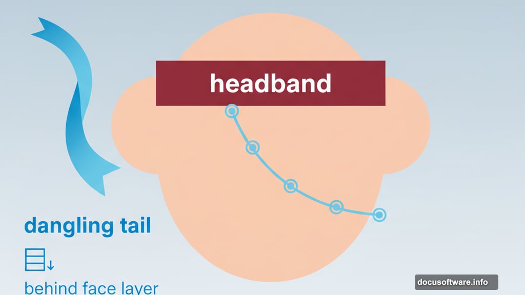 Building pirate headband with Rectangle Tool and curved tail shape