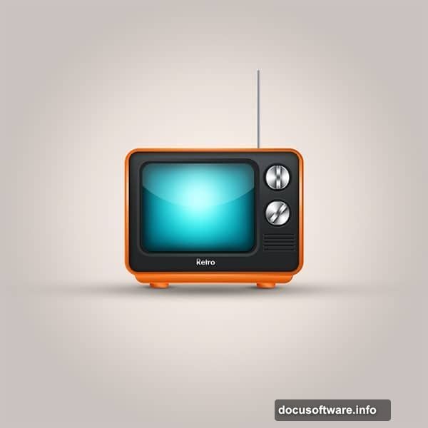Rounded Rectangle Tool creates smooth retro edges for vintage TV