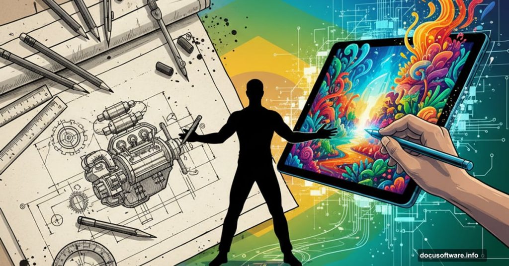 Artist bridging traditional pencil drawing and modern digital art creation