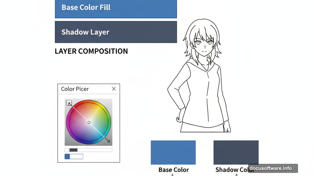 Shadow color theory moving selector down and right for saturation