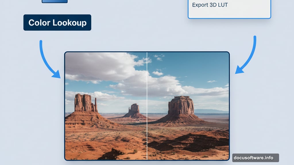 Color Lookup adjustment layer applies 3D LUT effects instantly