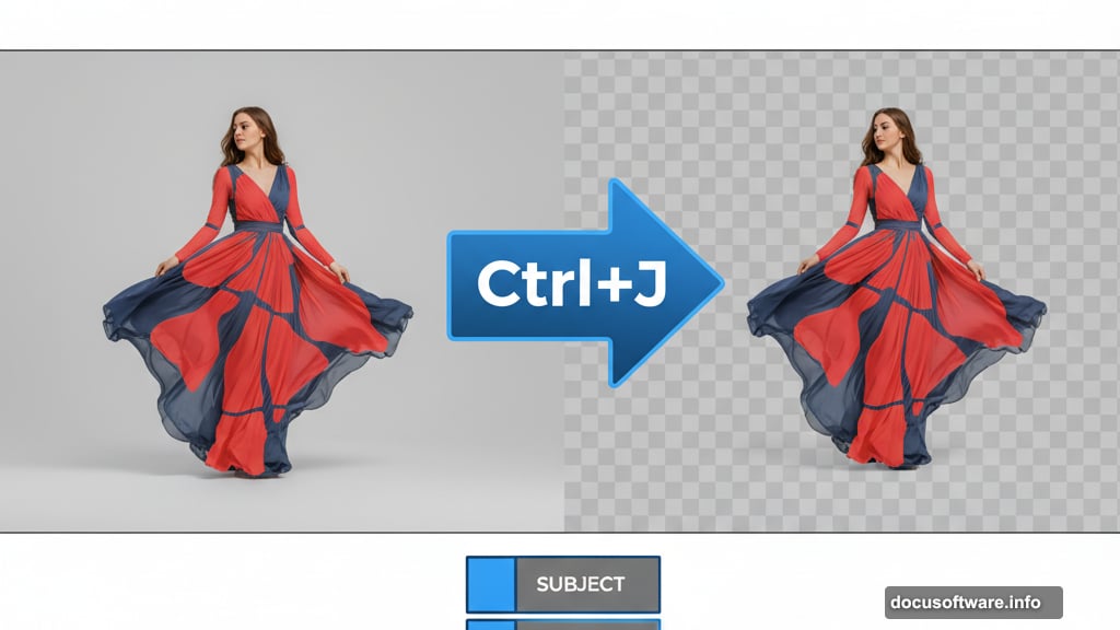 Clean selection and layer duplication for main subject isolation