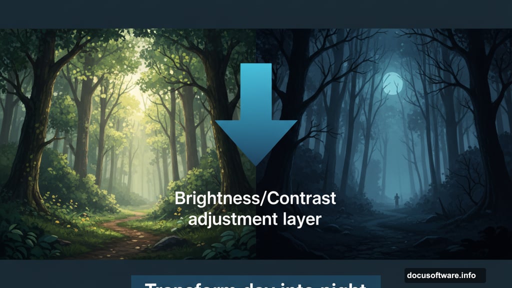 Add Brightness Contrast adjustment layer to create gothic atmosphere