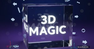 Transparent crystal cube with 3D text inside Photoshop tutorial