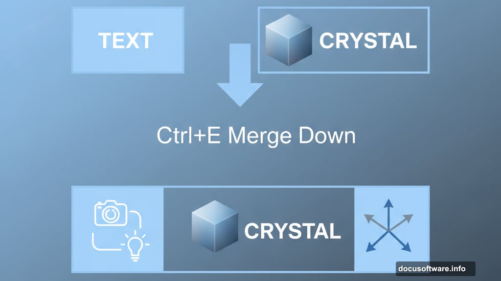 Merge cube with text layer for shared camera and lighting