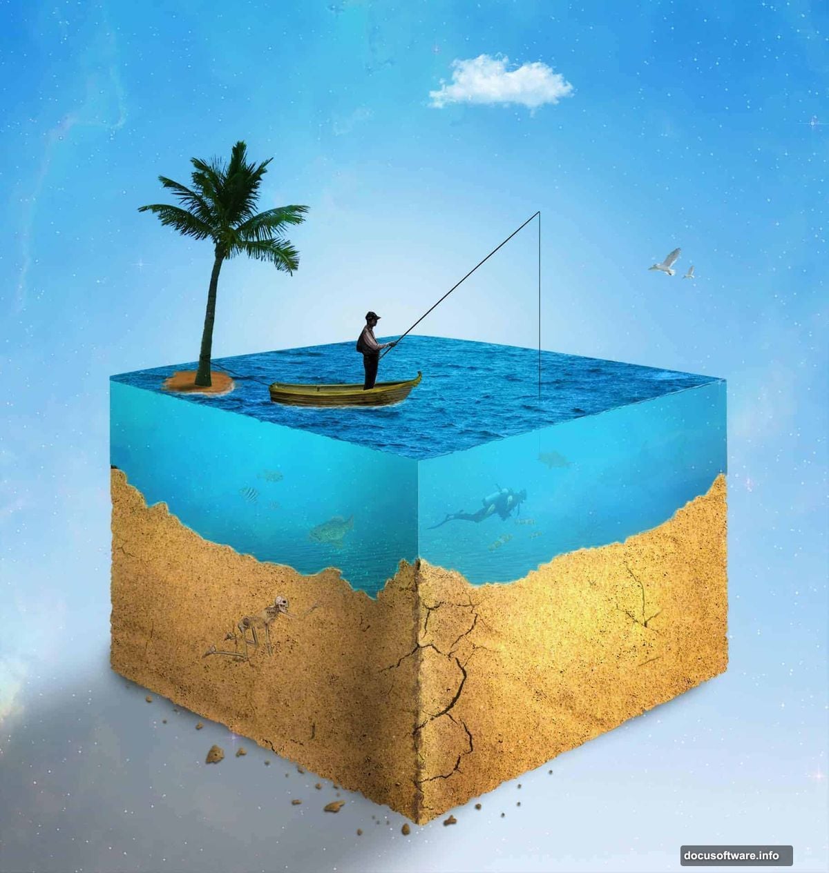 Set foreground to light blue and background to white gradient