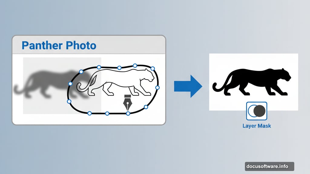 Use Pen tool to trace and extract tiger subject with layer mask